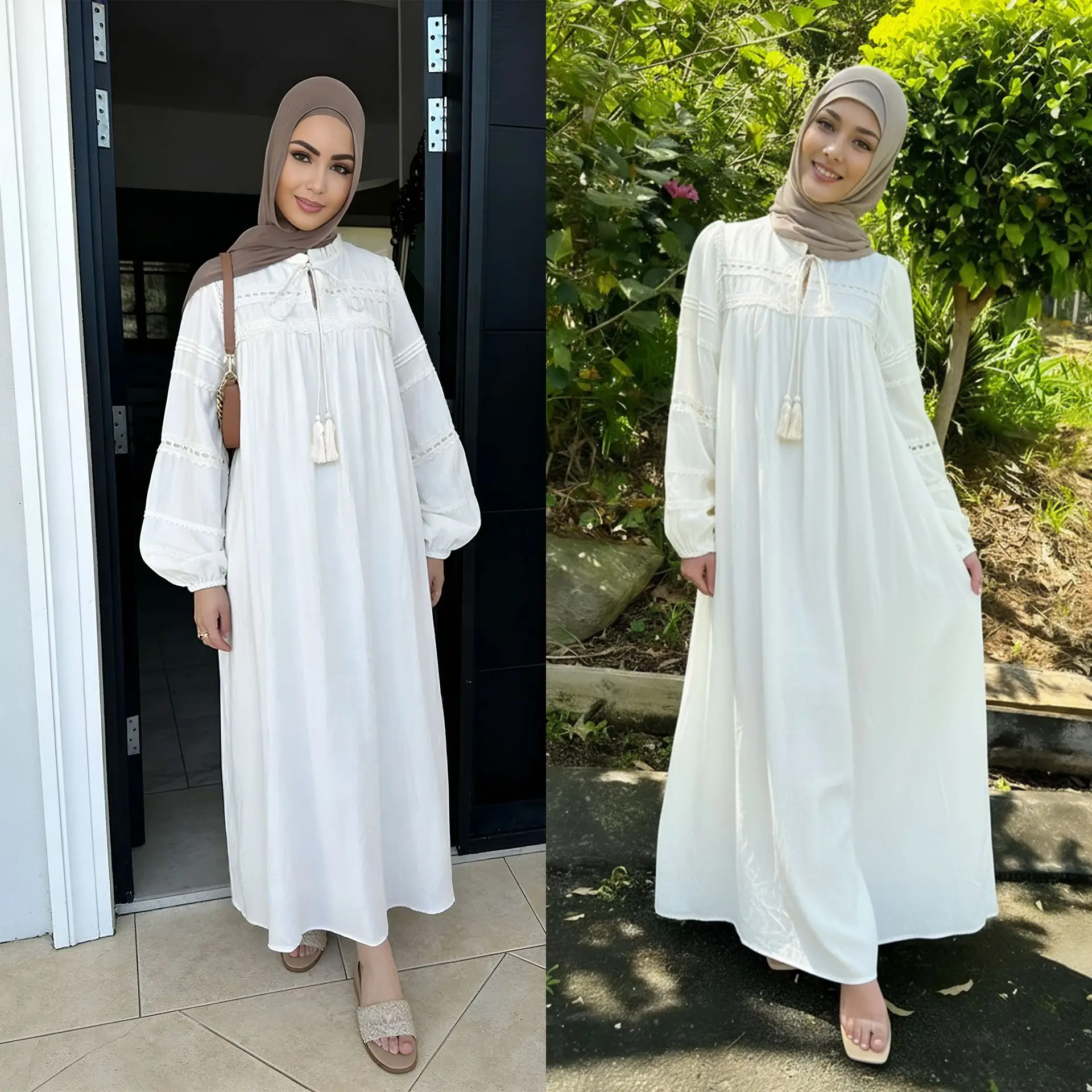 Eid mubarak djellaba renda abaya dubai kaftan feminino vestido muçulmano ramadan islam roupas turquia caftan femme robe jalabiya abayas
