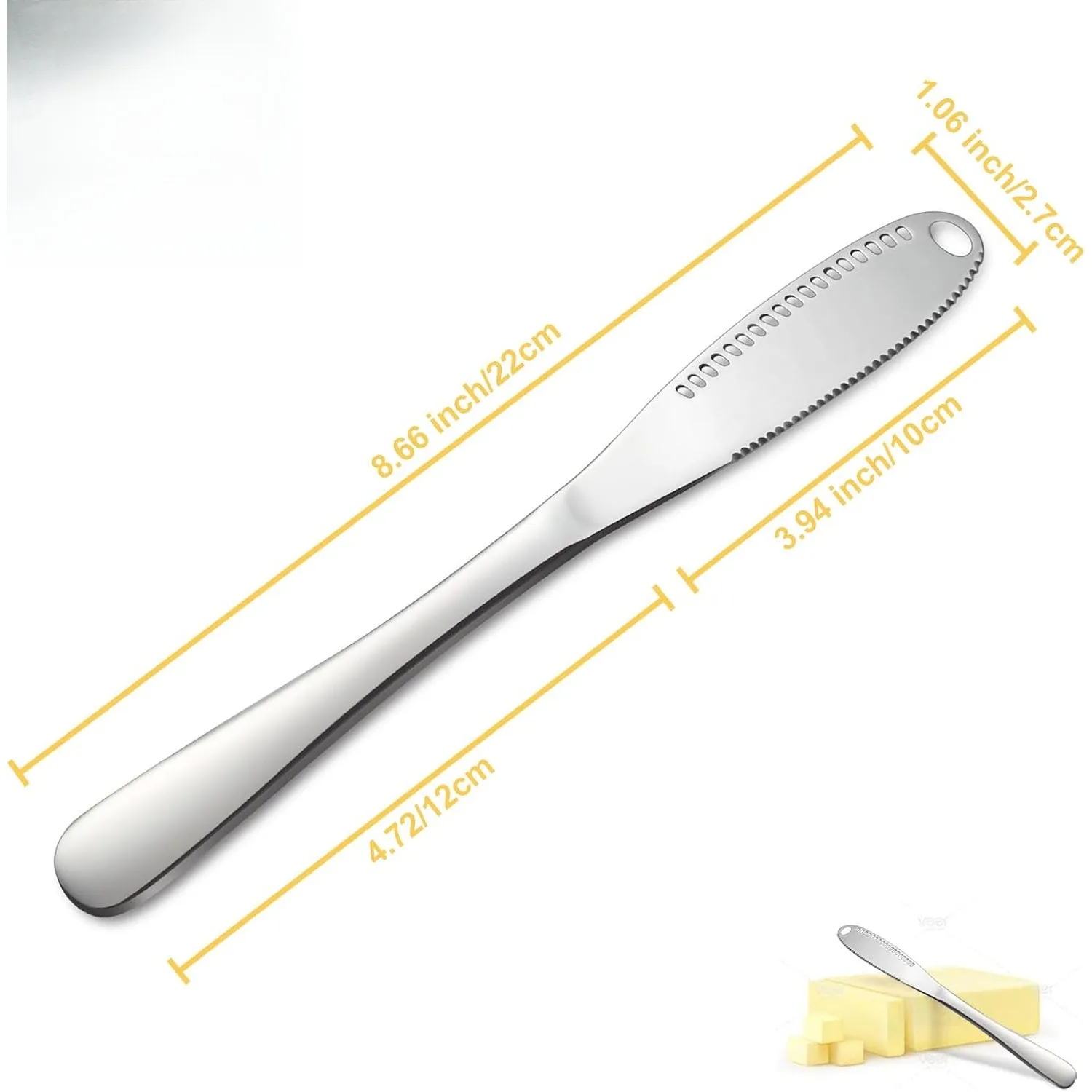 Stainless Steel Ultra-wide Professional Butter Knife with Spatula, 3-in-1 Multi-function, Cold Butter Curler & Micro Grater