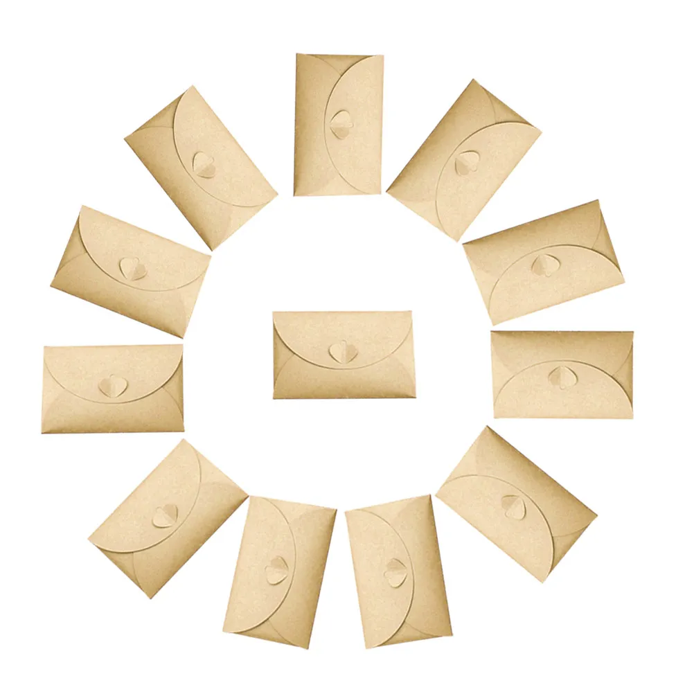 12Pcs Retro Love Heart Button Kraft Envelopes Premium Brown Storage Envelopes for Gift Cards Checks Trinkets Compostable