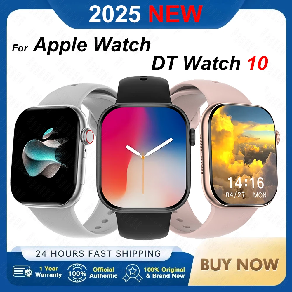 

2025 Новые DT Watch 10 Смарт-часы Мужчины Женщины HD AMOLED 16 ГБ Память BT Вызов Музыка Видео NFC Чат GPT Водонепроницаемые Смарт-часы AI