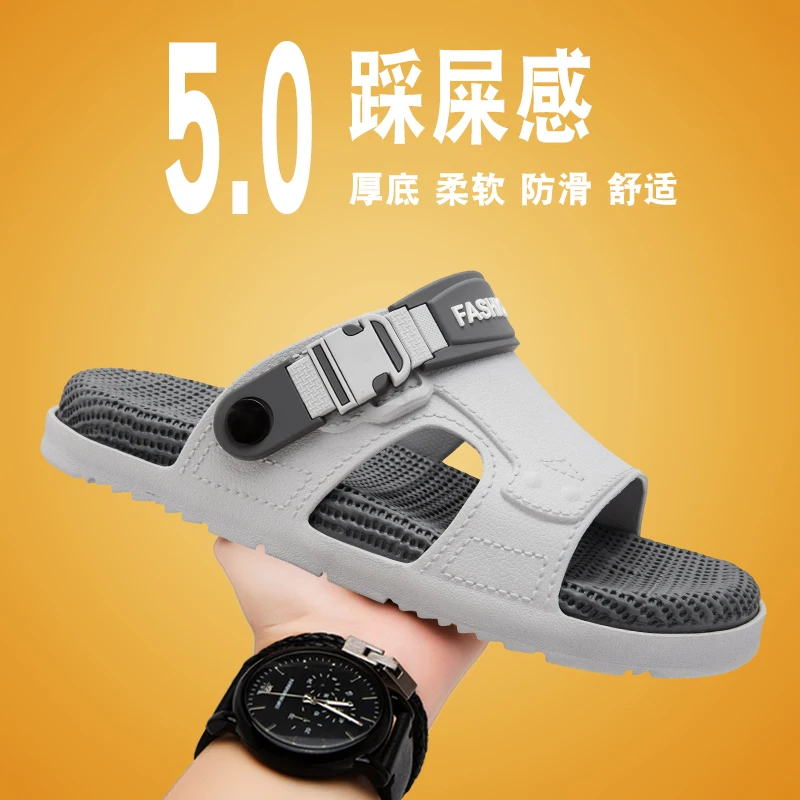 

Daily Wear Oversize Men Genuine Leather Slippers Breathable Wear Resistant Non Slip Casual Beach Outdoor Walking Shoes
