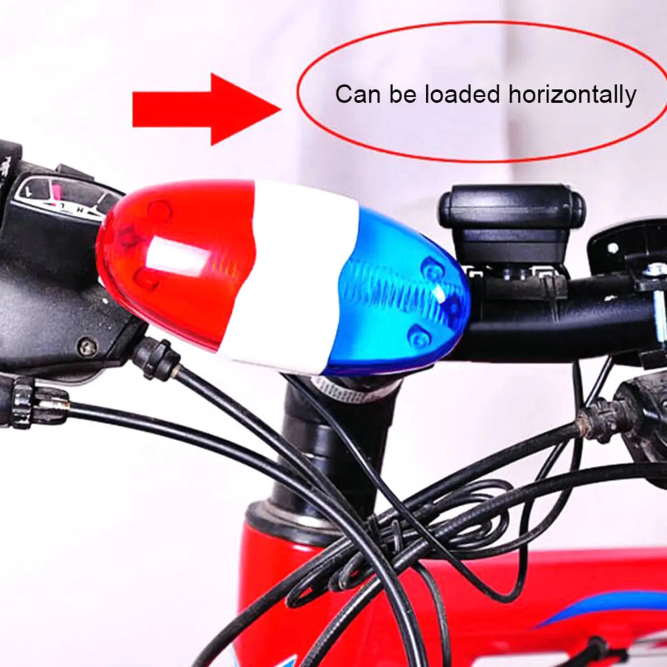 Electric Bicycle Police Siren 6 LED Light Horn Bike Police Sound Light 4 Sounds Melody Battery Power Horn Siren Bell Road Bike