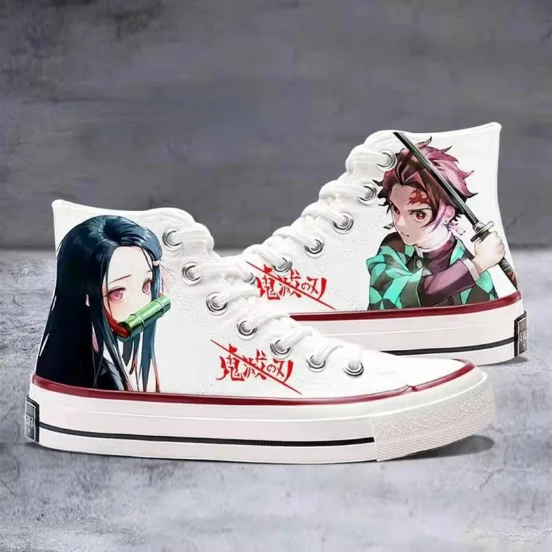 

Fashion Canvas Shoes for Unisex Anime Cosplay Kamado Nezuko Kochou Shinobu Spring and Autumn Leisure Board Shoes Halloween Gifts