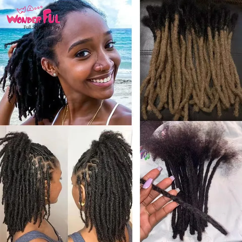 Brasileiro Remy Curly Dreadlocks, Afro Kinky Bulk, Preto, 100% Cabelo Humano, 1B #, Trança, Cor Natural