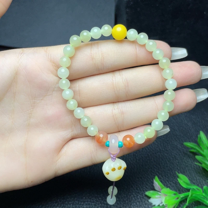 Natural Hetian jade with charcoal-fired cat claw pendant bracelet retro ethnic style handheld cultural play