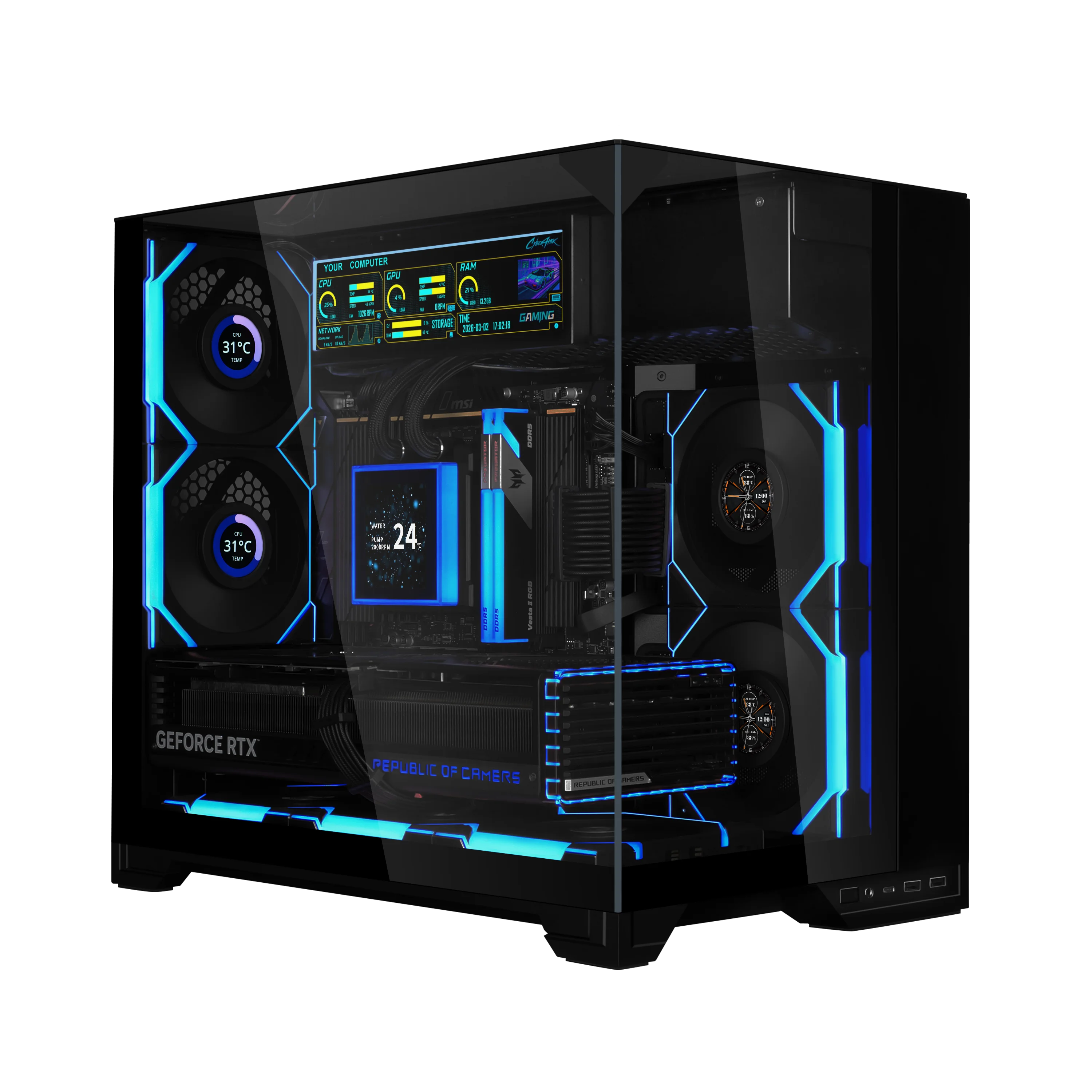 Pc Gaming Lian Li - LIANLI Bauhaus O11 VISION-M Schwarz Seaview