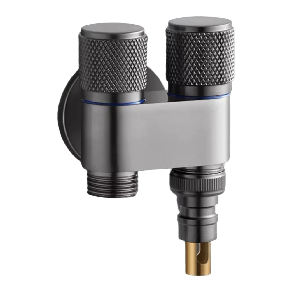Automatic Shut-Off Dual Outlet Splitter Brass Construction Hose Detachment Safety Independent Switch Control For Toilets