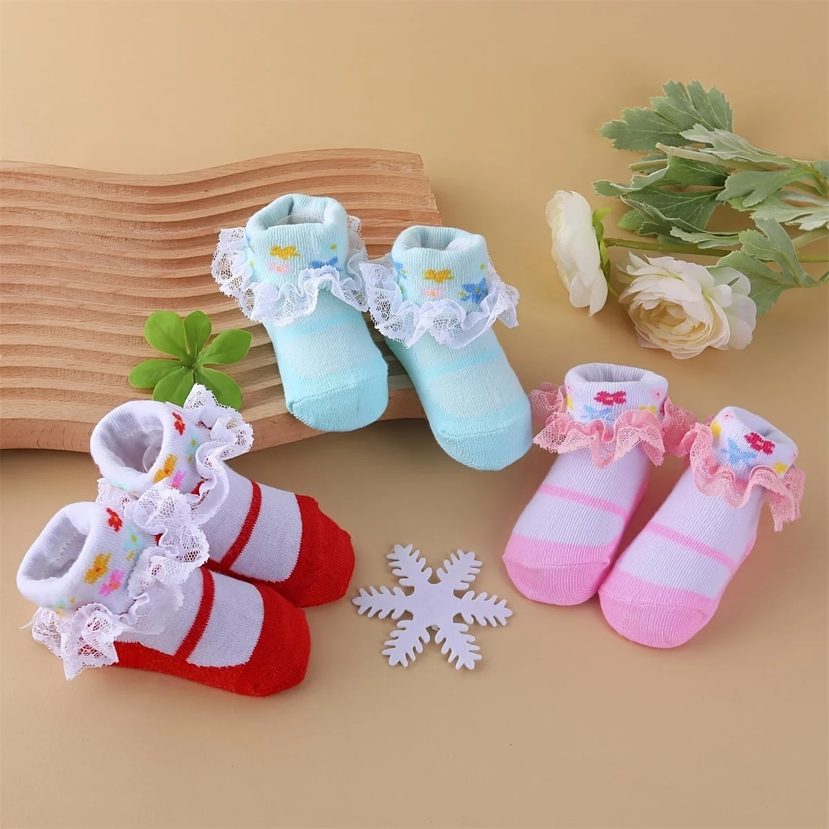 6Pairs/lot Newborn Baby Socks For 0-24Month Girls Lace Infant Girls Sock Princess Bow Toddler Baby Girls Socks