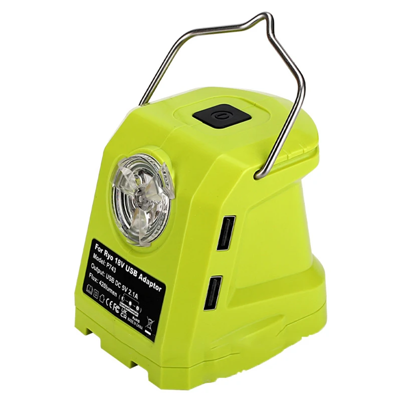 9W LED Work Light For RYOBI 14.4V-18V Li-ion Battery Dual USB Converter Adapter For Ryobi Portable Spotlight Power Tools Part