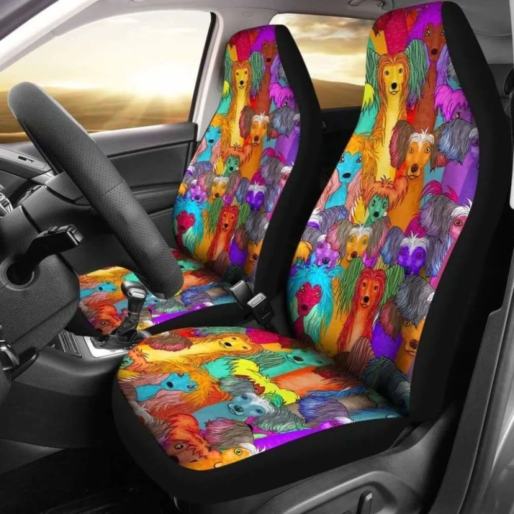 Chinese Crested Car Seat Covers 25,Pack of 2 Universal Front Seat Protective Cover