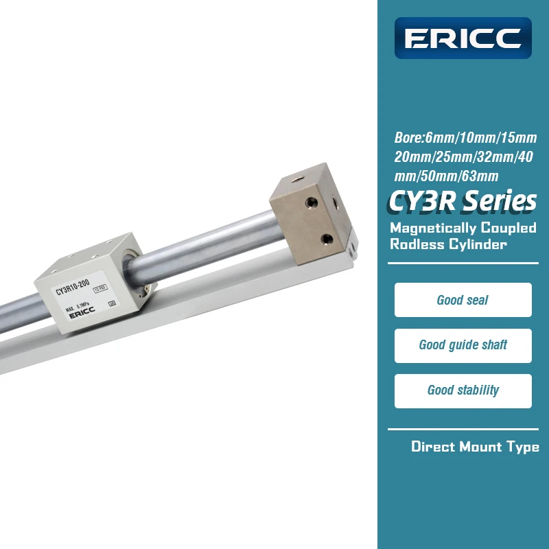 CY3R6 CY3R10 CY3R15 CY3R20 CY3R25 CY3R32 CY3R40 CY3R50 CY3R63 Series Magnetic Coupling Rodless Cylinder Direct Mount Type