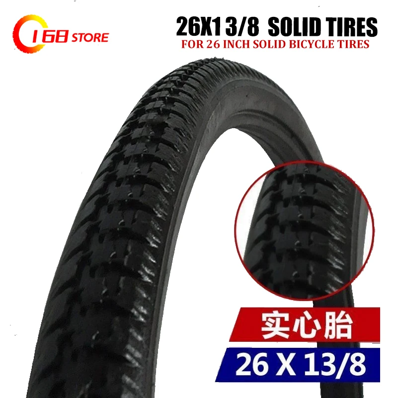 26inch 26*1 3/8 Bicycle Tubeless Solid Tire Cycling Non Inflatable Bike Tyre Black MTB Fixed Gear