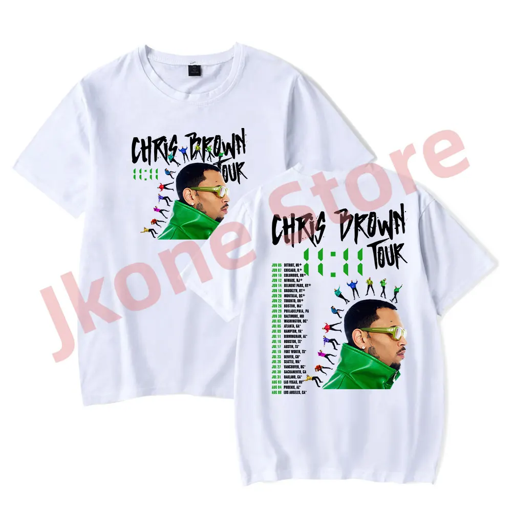 Chris Brown 11:11 Tour T-shirts Rapper New Logo Merch Tee Women Men Fashion Casual HipHop Style Short Sleeve