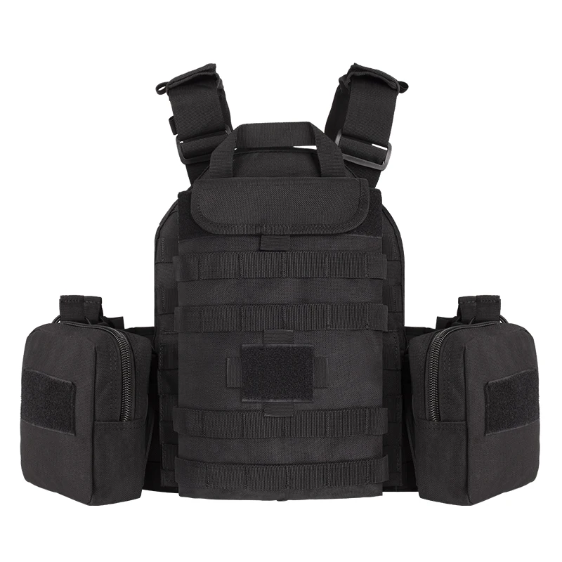 TLF Yakeda Chaleco táctico Chaleco Tactico Molle bolsas poliéster negro totalmente protección Chaleco táctico de caza para hombres