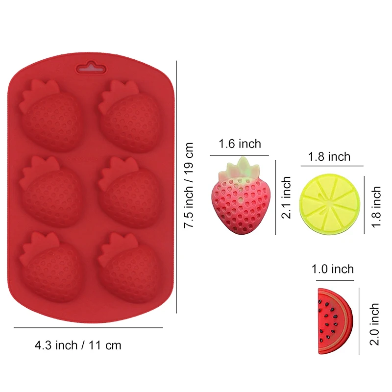 3D Fruit Shape Silicone Mold For Baking Candy Ice Cube Tray Lemon Watermelon Strawberry Pineapple Chocolate Cake Decoration Tool