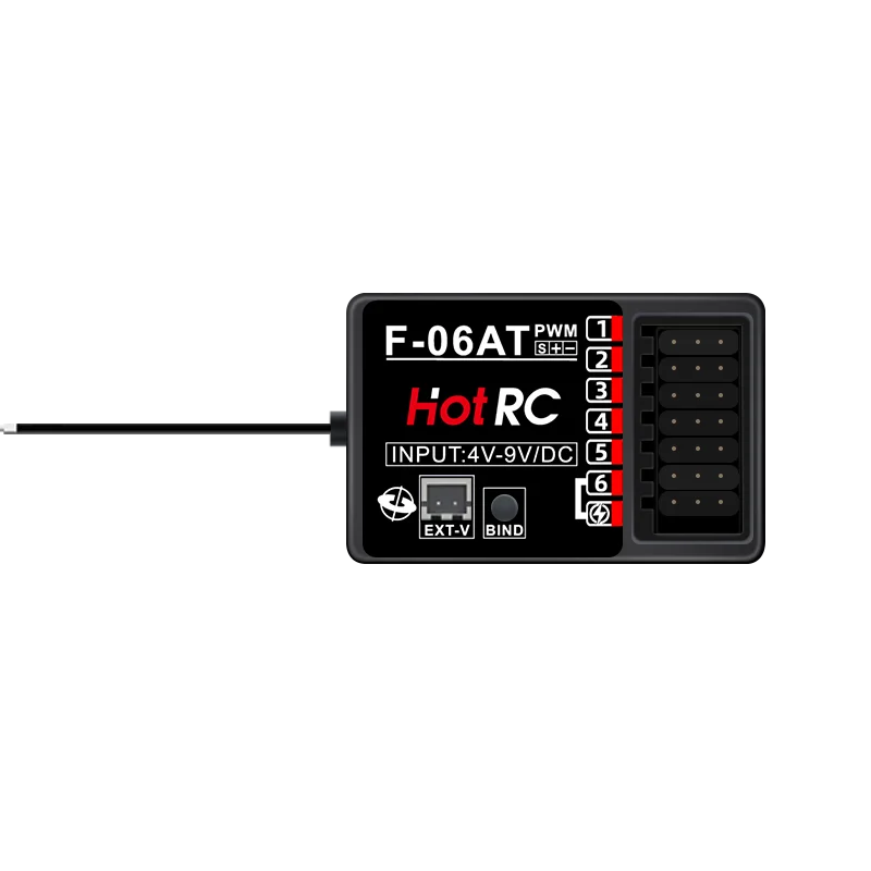 HotRC 4/6/8CH 2.4G Gyro Receive  F-04AT F-06AT F-08AT F-01A F-01AT Voltage Return PWM Lamp Control for RC Car Aircraft Tank Boat