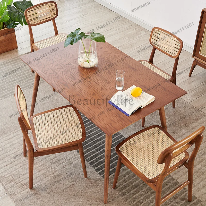 

All solid wood high-end dining table Modern simple rectangular ash wood dining table