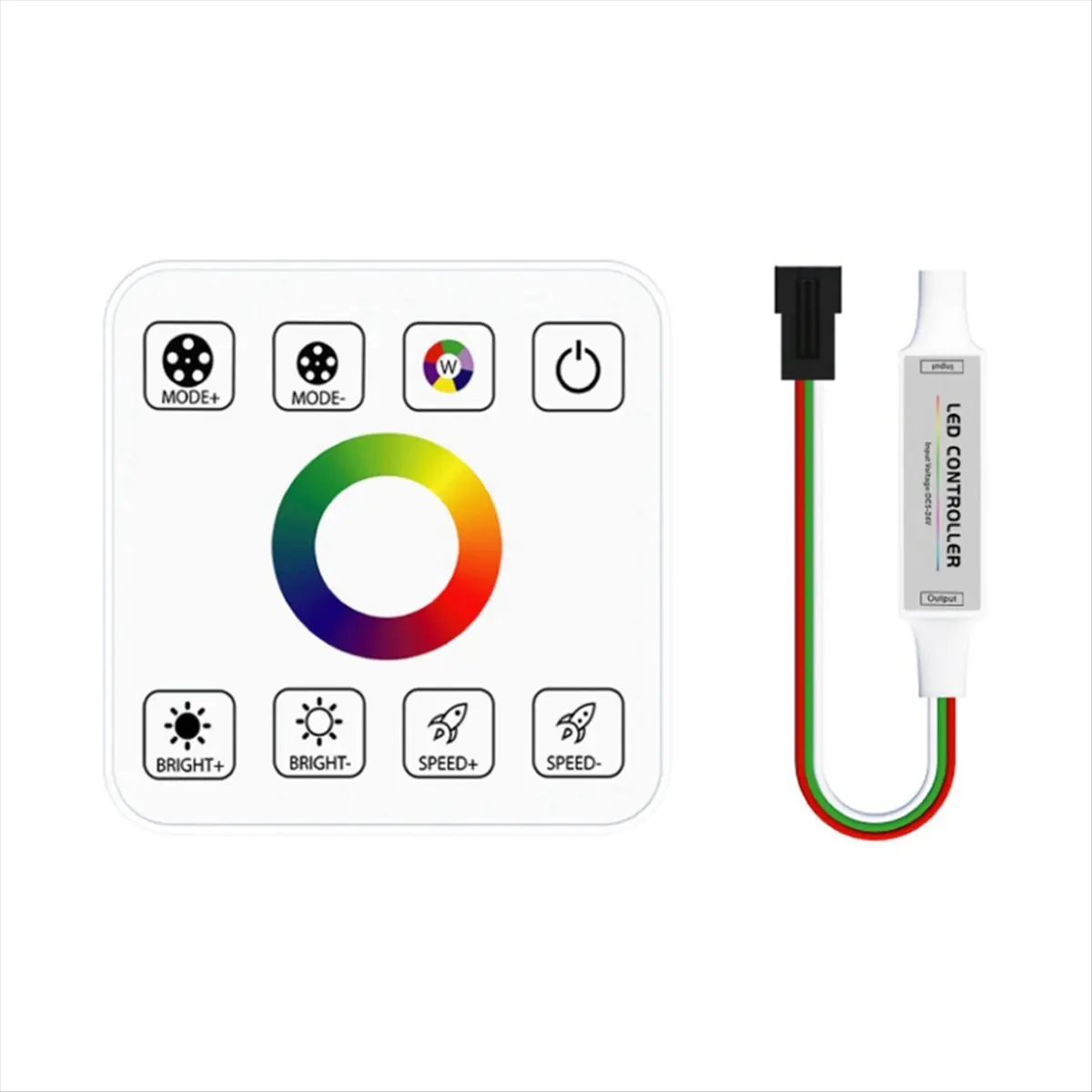 Controlador de luz de tira LED con panel táctil de 8 teclas Controlador inalámbrico Control de píxeles de reflujo para lámparas de cinta de carrera de caballos,A
