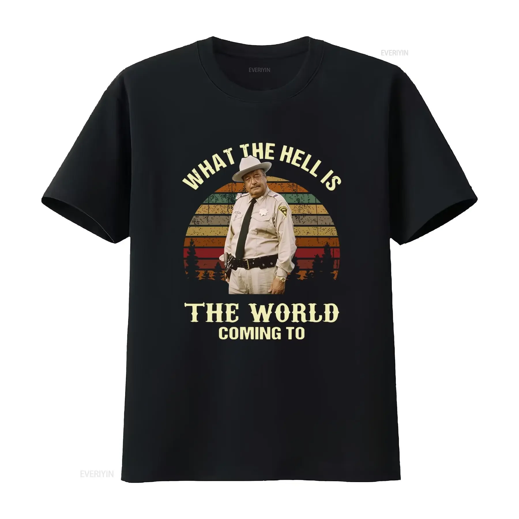 T-shirt vintage What The Hell Is World Coming To, citation de film de Buford Justice, vêtements vintage lavés et confortables pour homme, vêtements de créateur
