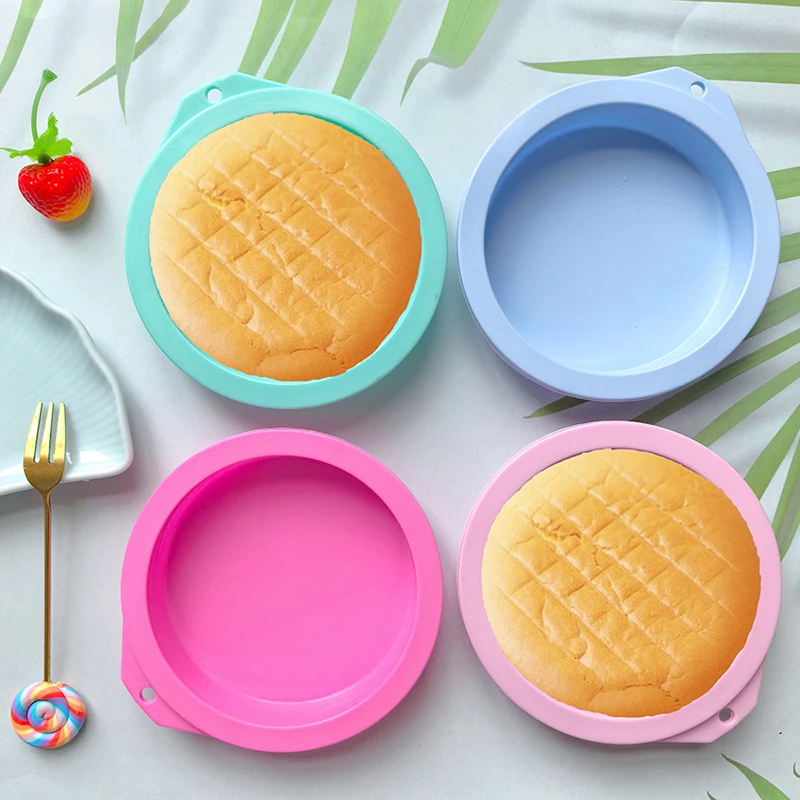 

Pink Green Nordic Blue Circular Baking Tray Milk Pancake Chocolate Cake Silicone Baking Mold