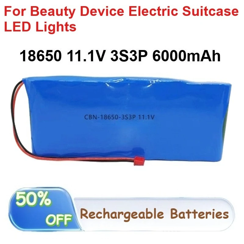

18650 11.1V 3S3P 6000mAh Lithium Battery Pack for Beauty Device Electric Suitcase LED Lights Rechargeable Batteries