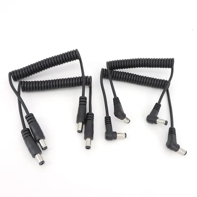 1m DC 5.5*2.1/2.5mm Male To Male Double Bend Double Straight Head Monitoring Power Supply Connection Wire 12v Spring Wire A2