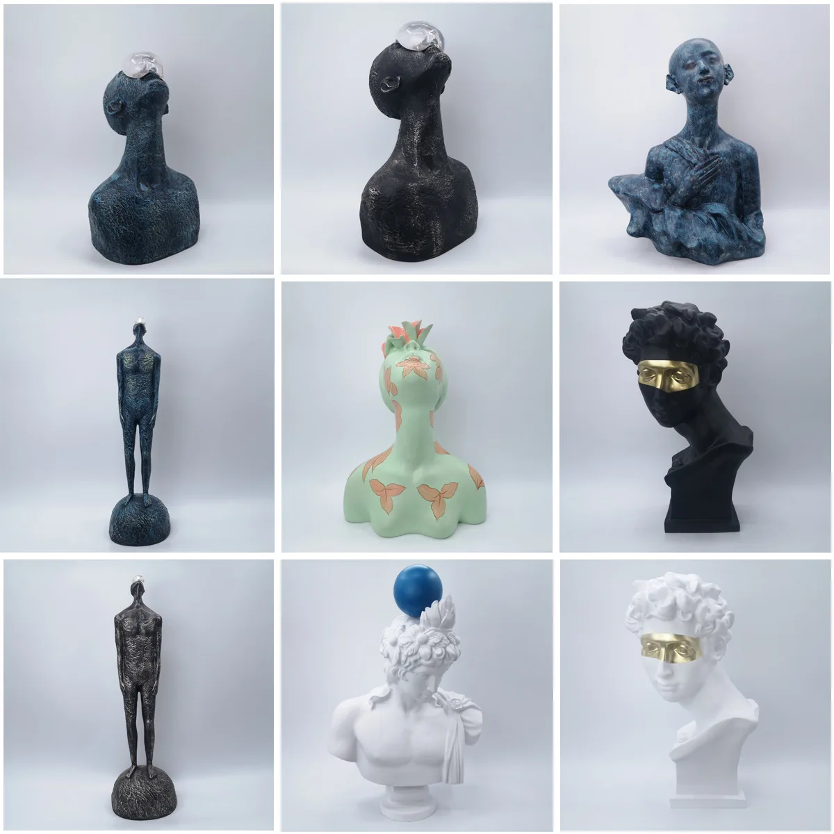 

Modern and simple blue human figure sculpture art ornaments, home luxury soft decoration items, resin human figure ornaments