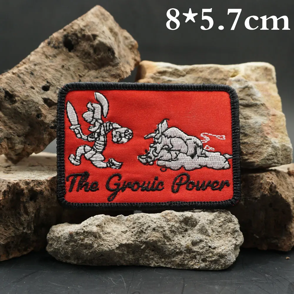 

the grouic power Embroidered Patches Applique Sewing Label punk biker Band Rock Clothes Badge with hook backing or sew on