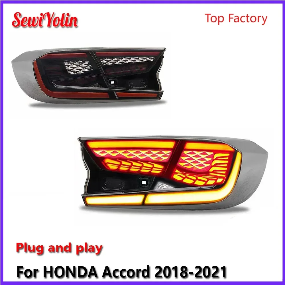 

Автомобильные светодиодные задние фонари в сборе для HONDA Accord 2018-2021, авто противотуманные DRL, стоп-сигнал, указатель поворота, Plug and Play
