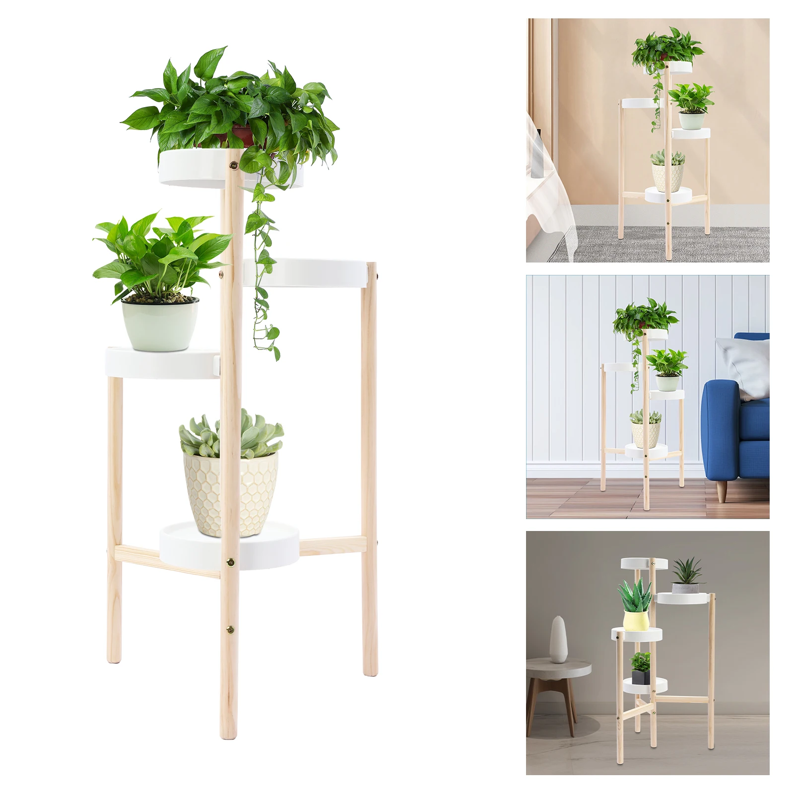 

4-Tier Plant Stand Green Plant Holder Storage Shelf Pot Rack Organizer for Home Garden Decoration