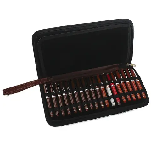 Pu Leather Pen Pouch Pencil Case Bag Available for 10 /24/36/48 Fountain Pen / Rollerball Pen Holder Storage Bag Waterproof