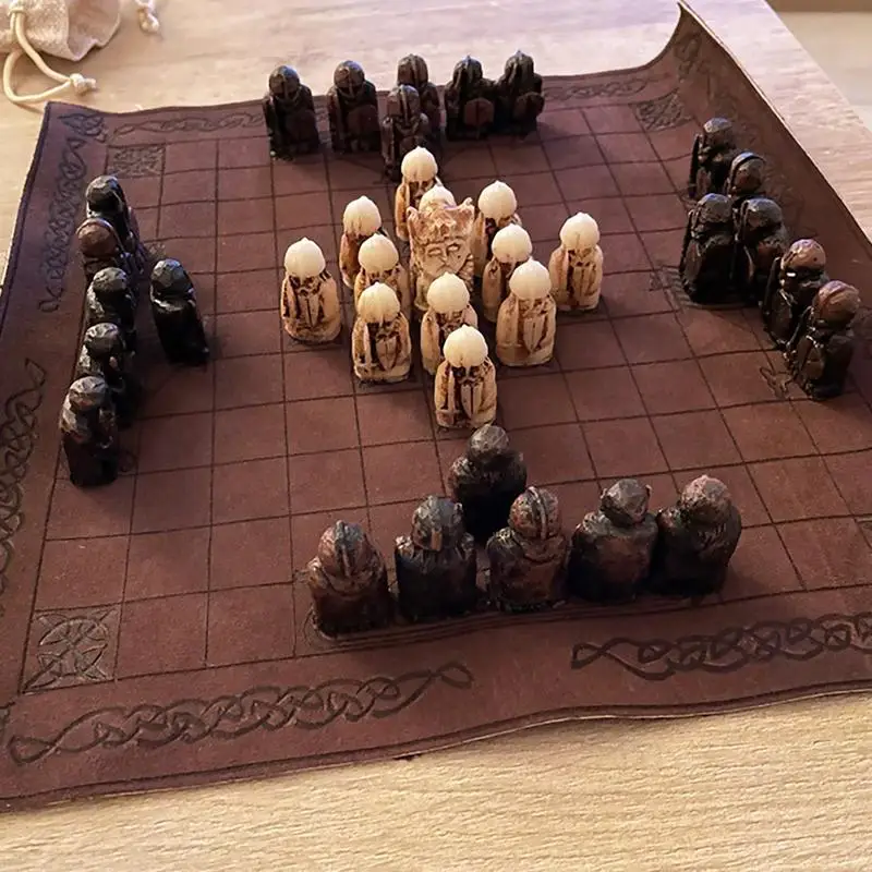 Hnefatafl Viking Chess Set Traditional Two-Player Strategy Board Game Hnefatafl Viking Chess Board Game Tridimensional Chess Set