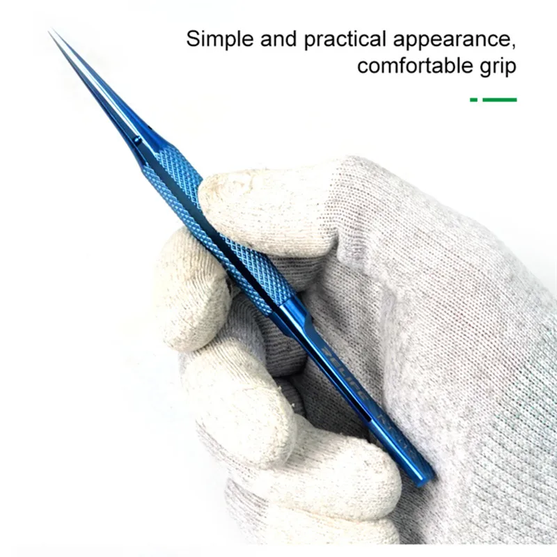 RELIFE RT-11C RT-15C High Precision Titanium Alloy Tweezers Non-slip Ultra Fine Motherboard Flying Wire Repair Clamping Forceps