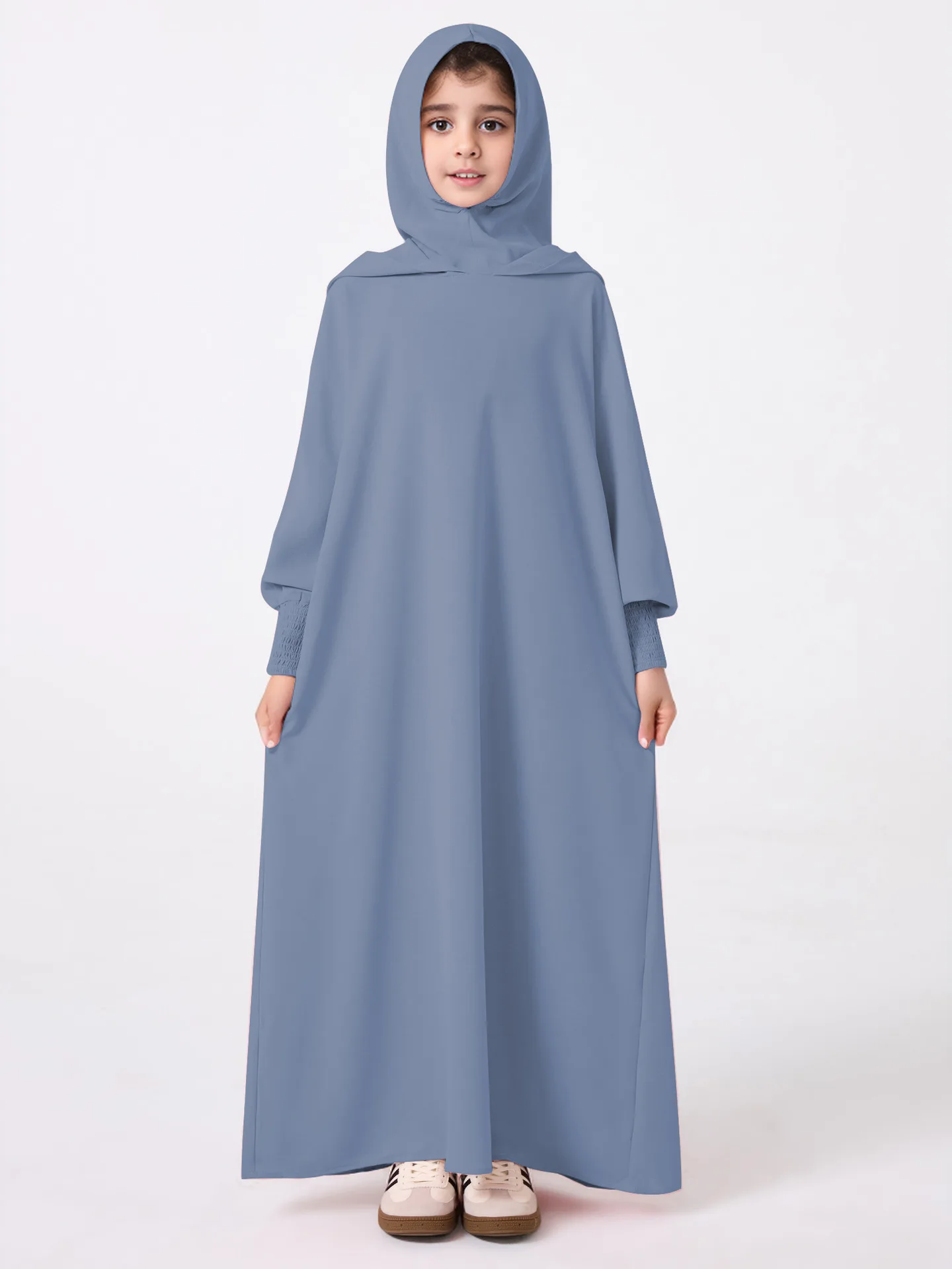

One Piece Kids Prayer Garment Dress Muslim Girls Long Khimar Hijab Turkey Abaya Dresses Islamic Clothing Full Cover Robe Outfits