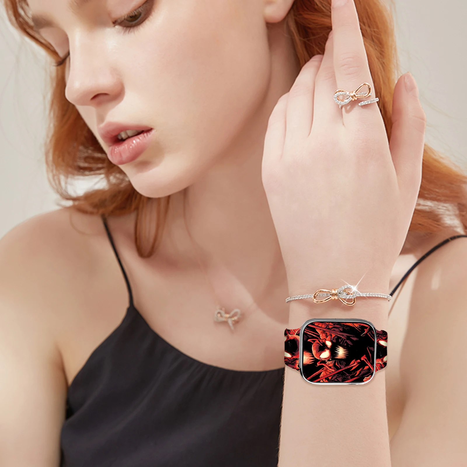 Venom Series Printed Strap for Apple Watch 11 10 9 8 Silicone Band Replaceable Watchband for iWatch 49mm 46mm 44mm 42mm Bracelet