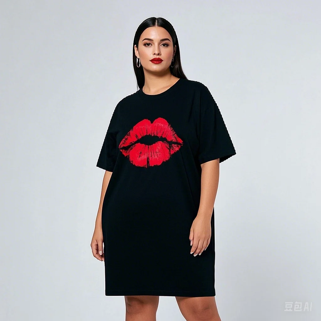 T-shirt à manches courtes pour femmes, grande taille, mode d'été, col rond imprimé en 3D, coupe confortable et ample