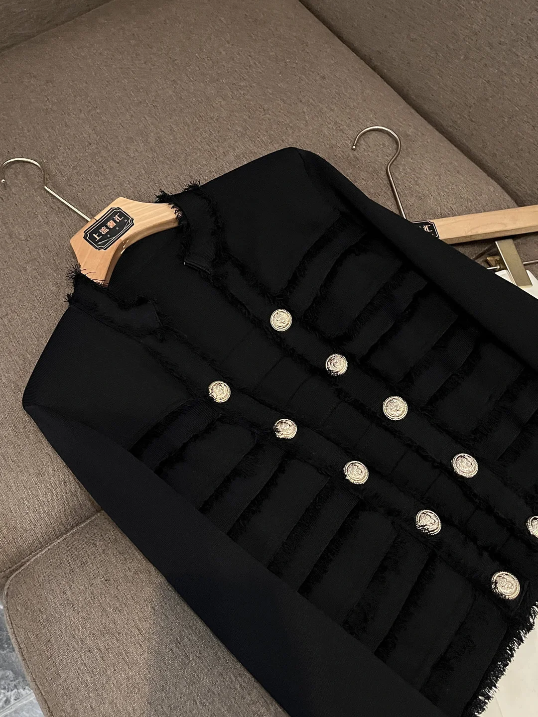 2025 novo faionable franjas fileira dupla metal bule ort jaet commute outerwear ele personali camisola feminina