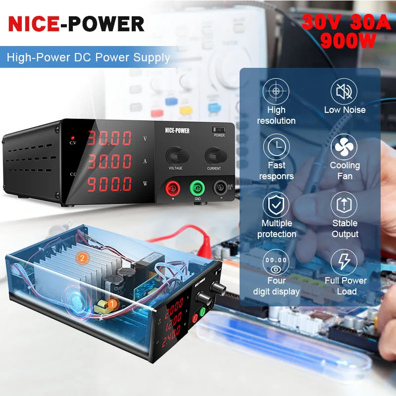 NICE-POWER 600W 900W DC Laboratory Power Supply Lab Bench Source Adjustable 30V30A 60V10A 30V20A High Power Voltage Regulator