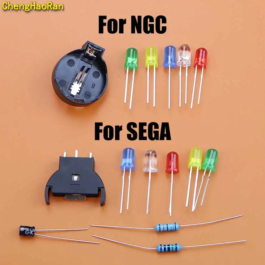 

For SEGA Dreamcast DC Controller Ports PCB Power LED Kit Fuse Capacitor Battery Holder Kit For GAMECUBE NGC Host BATTERY UPGRADE