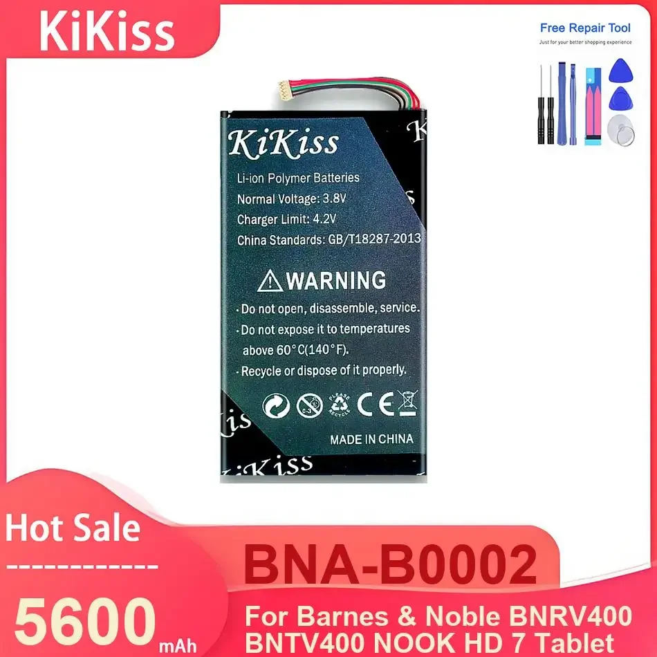 

KiKiss Tablet Battery For Barnes & Noble BNRV400 BNTV400 NOOK HD 7 Tablet ,BNA-B0002 5600mAh Batteries ,with Tools