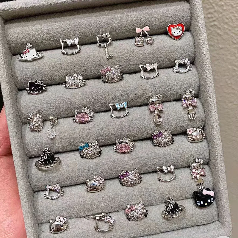 Hello Kitty Ear Nails Titanium Steel Cute Cochlear Nails Cartoon Anime Women Supplies Desktop Decoration Student Gift Wholesale