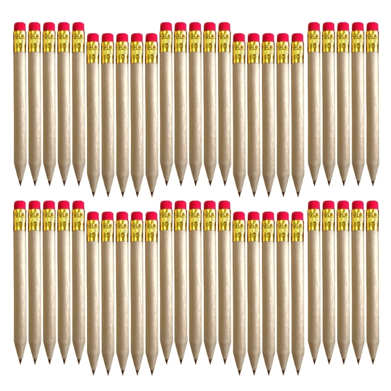 DXAB 50Pcs Mini Pencils Golf Pencils HB Pencil  Set with Rubbers,  School Pencil for Children School Marking