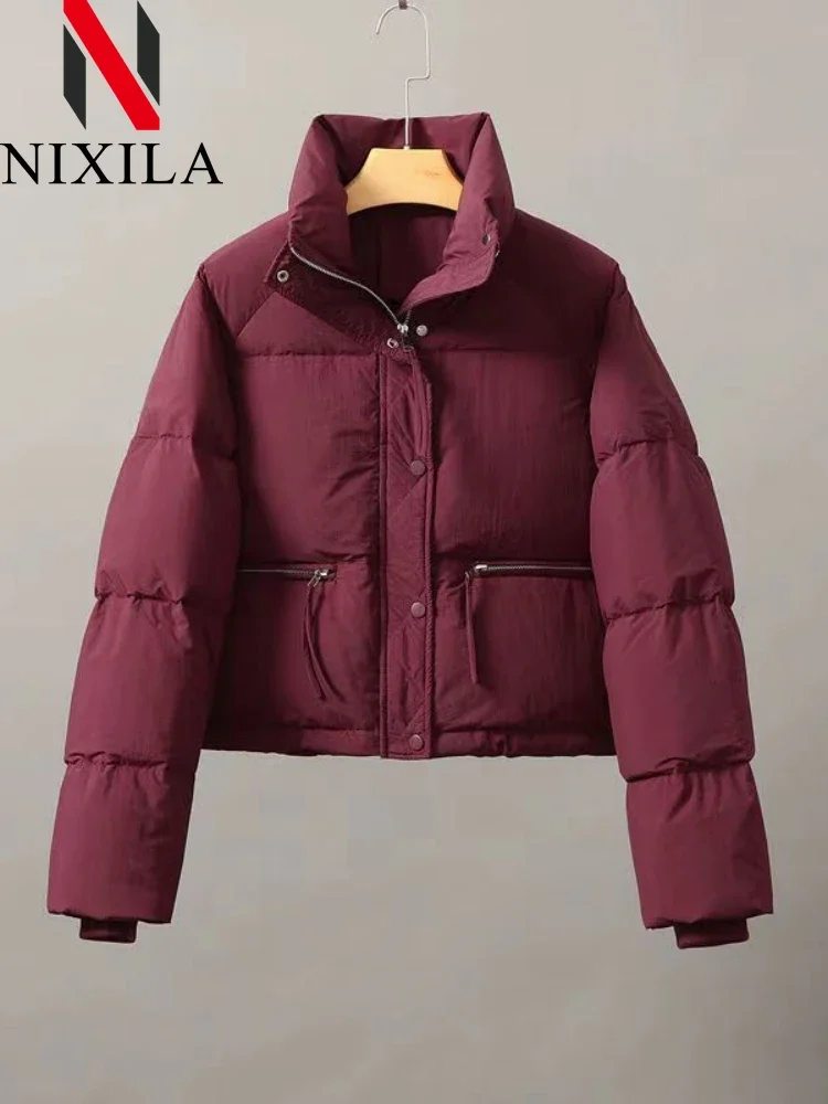 Autumn Winter Clothes Women Jacket Cotton-padded Korean Fashion Women\'s Jacket Elegant Stand Collar Coat Short Version Parkas