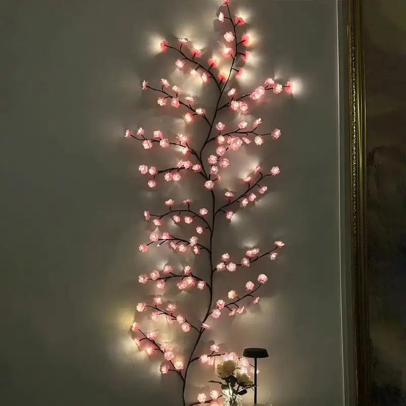 Cherry Blossom LED Lights 96LEDs 8 Modes USB Powered DIY Home Decor Lamp for Party Wedding Christmas Festival Home Festive Decor