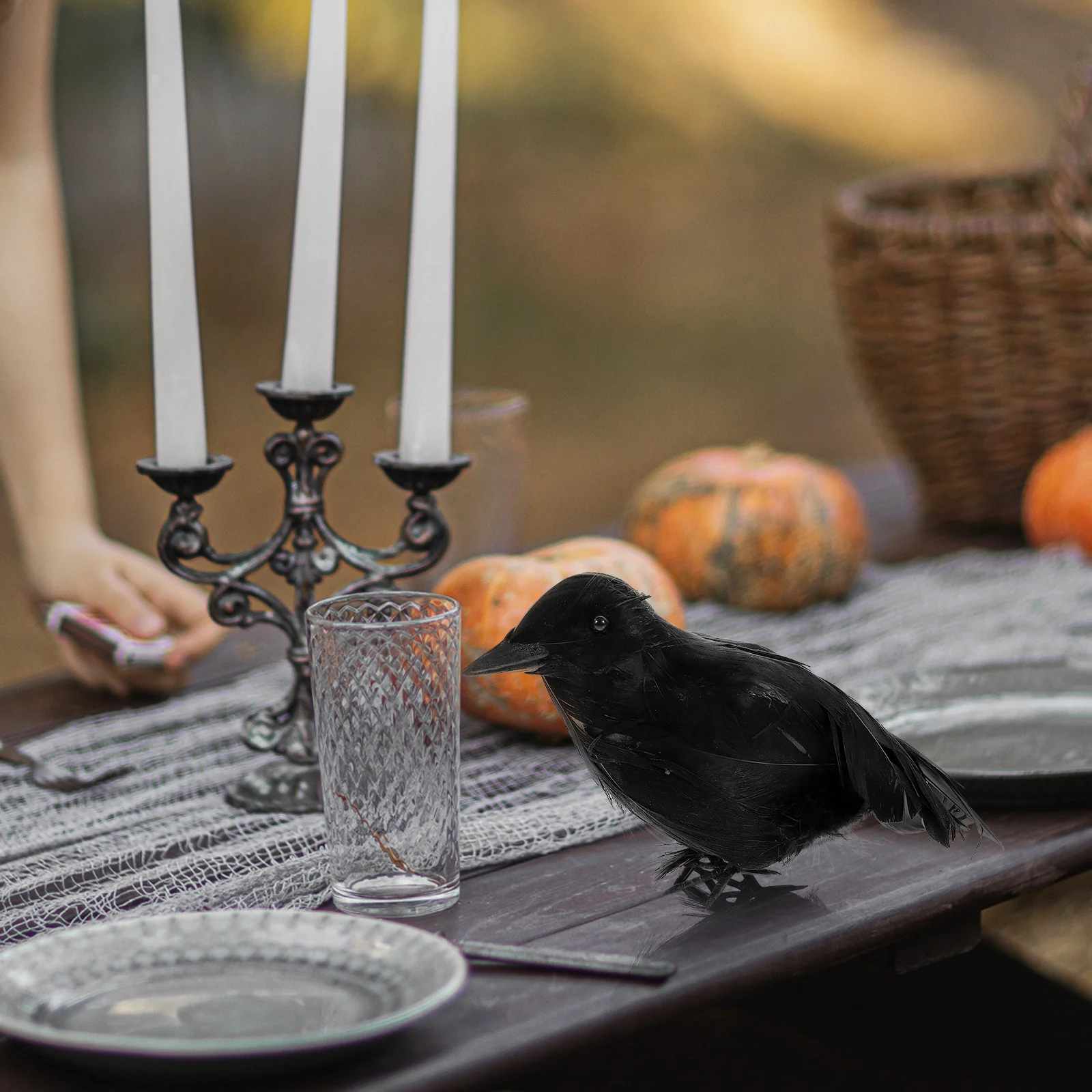 3Pcs Halloween Crow Decor Artificial Realistic Black Fake Crow Decorations Scary Party Supplies Haunted Props