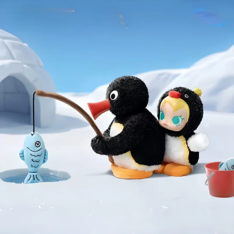 البوب مارت الطفل مولي X Pingu سعيد الصيد سلسلة صندوق أعمى صندوق الغموض مولي جمع تمثال نموذج لعبة لطيفة فتاة هدايا عيد الميلاد