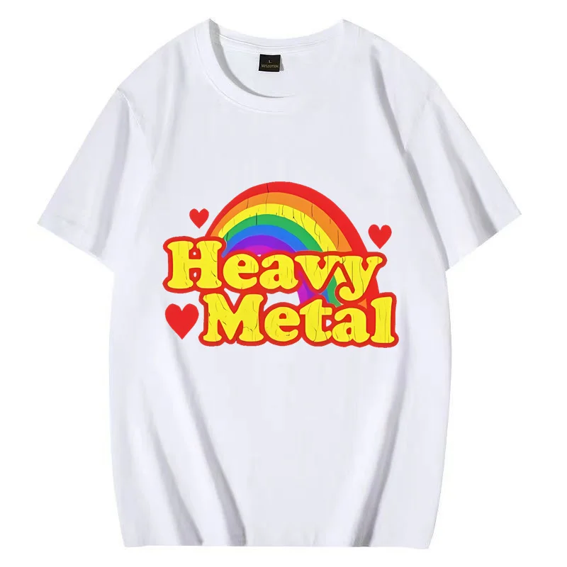 Funny Heavy Metal Rainbow vintage T - Shirt Men Women Casual throwback streetwear Short Sleeve 100% Cotton Oversized Unisex Tee