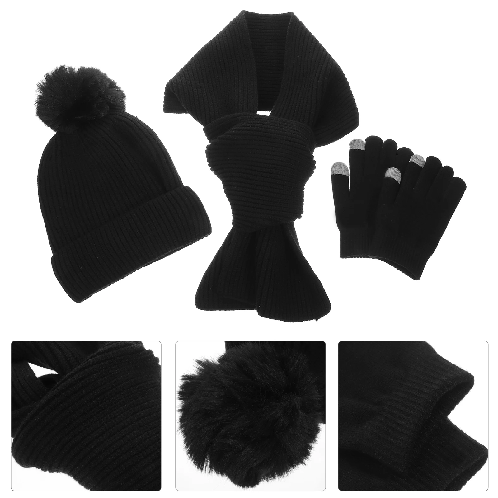 

1 Touchscreen Warm Scarf Beanie Hat Outdoor Riding Climbing Soft Skin-Friendly Gift Fashion Womens Hats Hat Set Winter Warm For