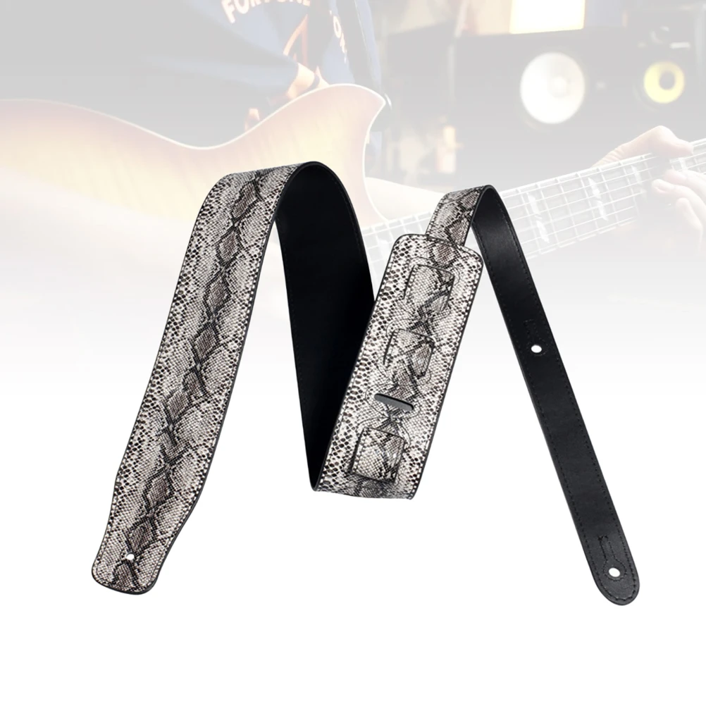 

Electric Guitar Strap Adjustable Pu Bass Strap For Guitar Classic Durable Comfortable Snakeskin Texture Fit For Adult