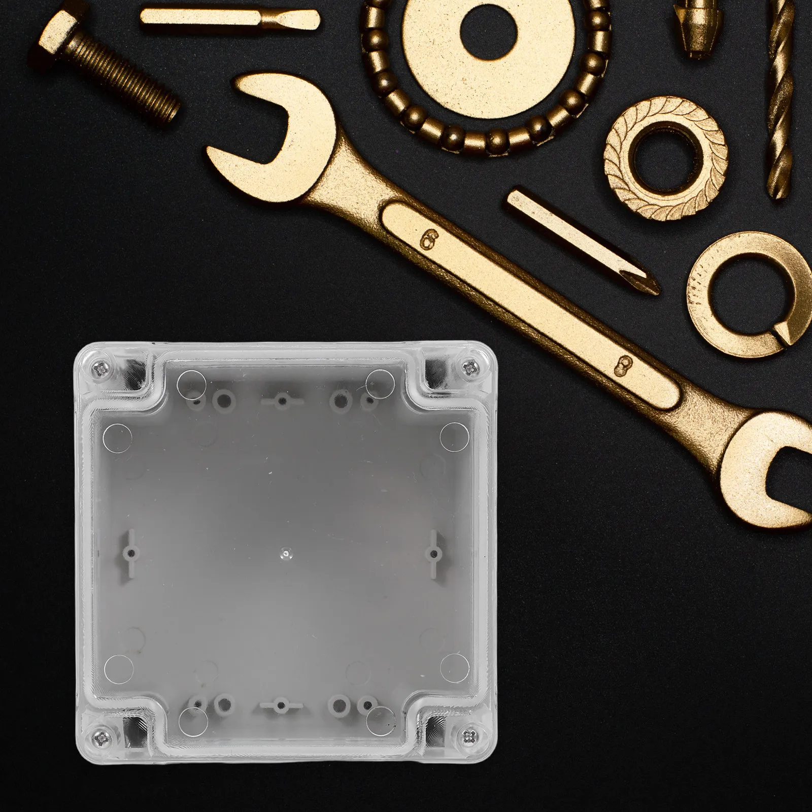 Waterproof Plastic Electrical Junction Box Outdoor Transparent Cover Hinged Cover Wall Brackets Cable Glands 4.72x4.72x3.54in